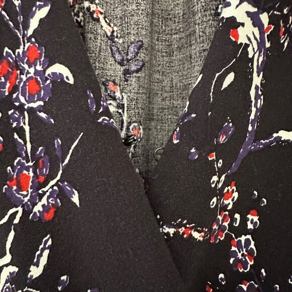 Anthropologie Maeve Espoir Jumpsuit V Neck Floral Bird Print 3/4 Bell Sleeve Mul - Picture 7 of 15